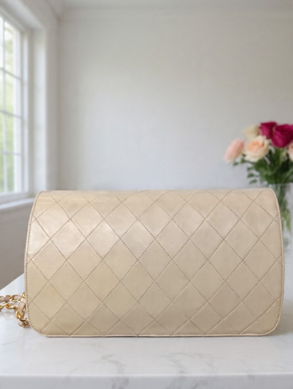 Chanel ✨️ Vintage Medium Full Flap Cream Beige Lambskin 24K GHW - Picture 8 of 15